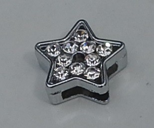 ¤Silverfärgad Stjärna i Zink o Rhinestone. Bly o nickelfri. 13x12mm. Tjocklek 4,6mm. Hål 8.7mmx1,7mm. 