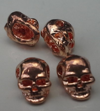 ¤artnr. öpd4e Metall rose gold dödskallar. 5x7mm, tjocklek 5mm, hål 1mm 